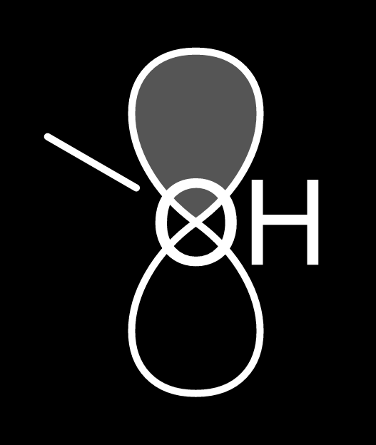Gray p orbital overlaps white methanol O before