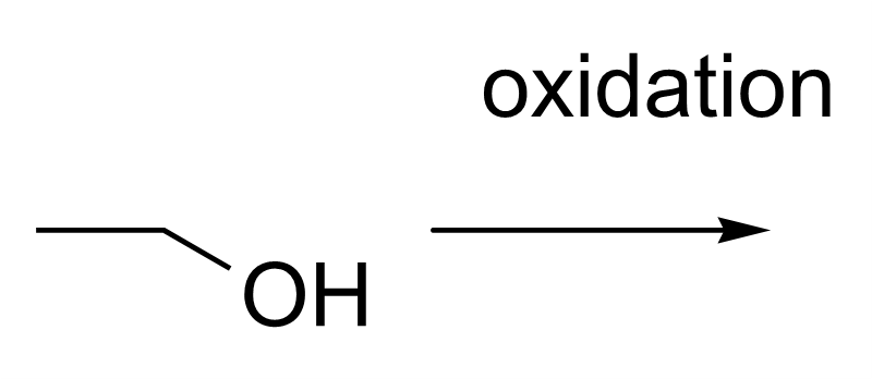 EMF export preserving ethanol labels, an oxidation caption and a reaction arrow on white paper.