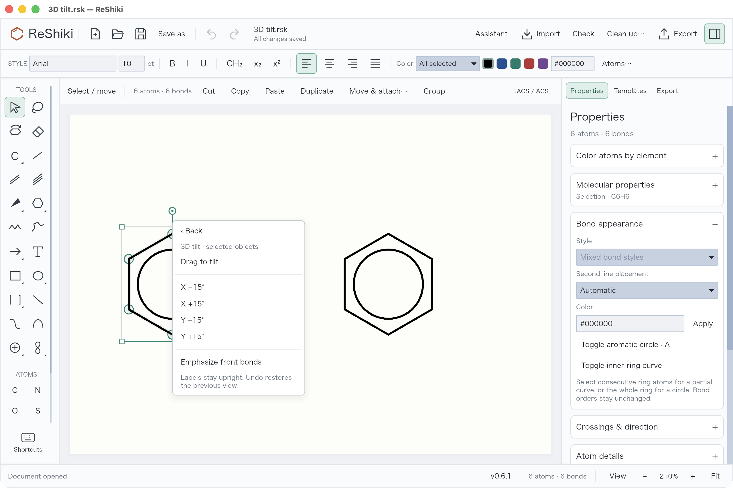 3D tilt from the right-click menu