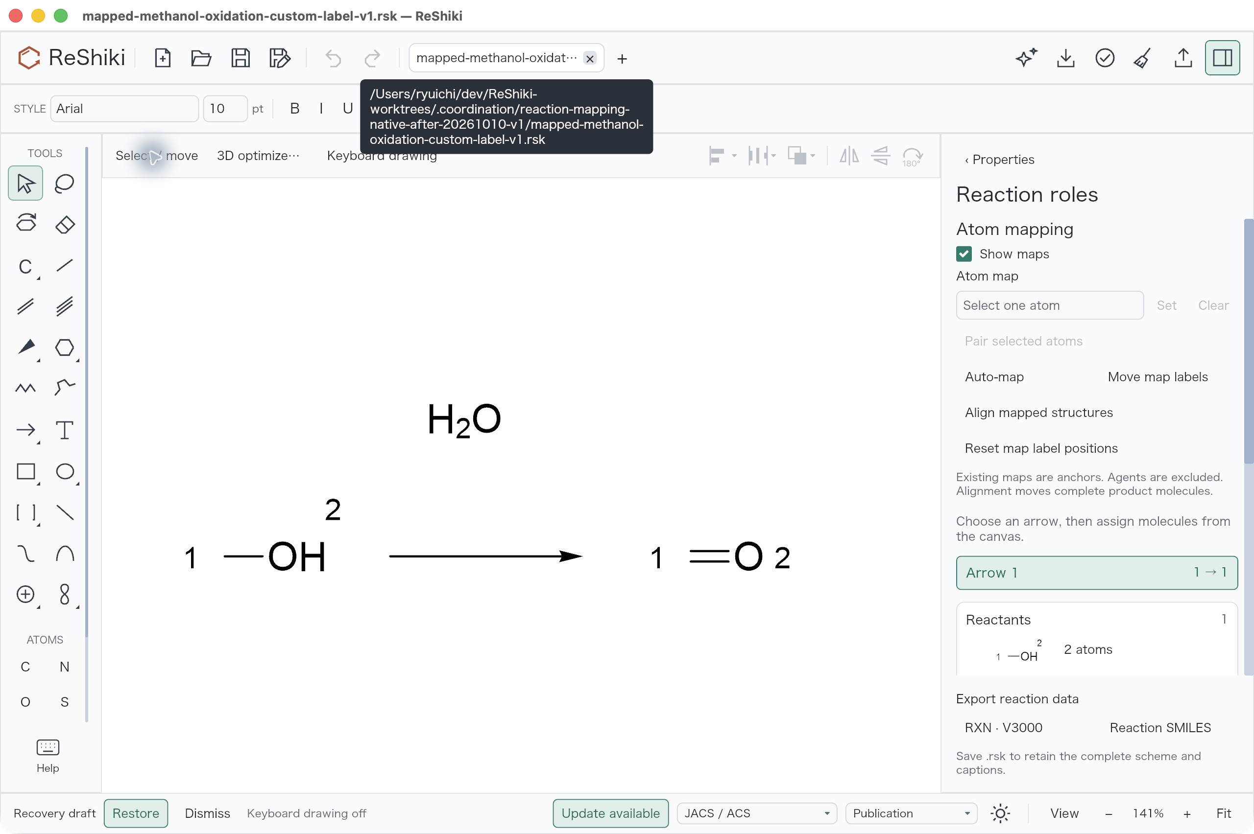 A fresh tab in the same running native app retains the saved custom oxygen map-label position